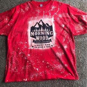 2XL red bleached with camping transfer on front